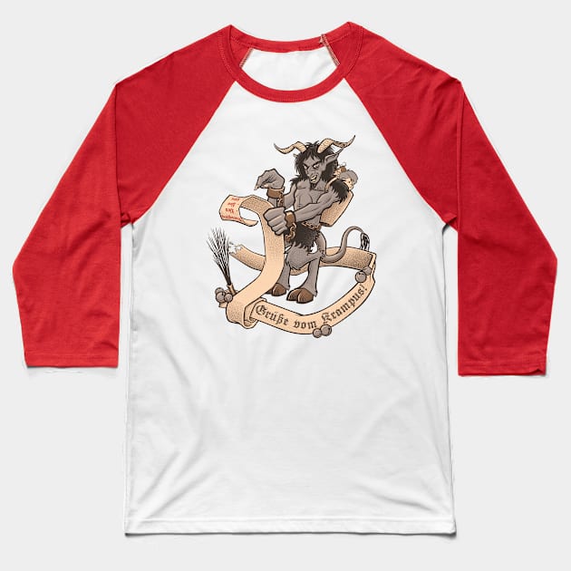 Krampus Greetings - Grüße vom Krampus Baseball T-Shirt by kgullholmen